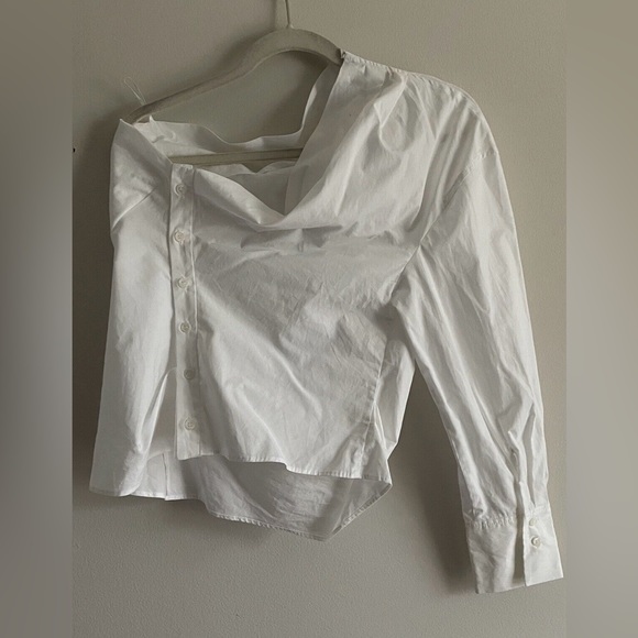 NWT Zara Poplin Asymmetrical Top Sz Large - Picture 9 of 11